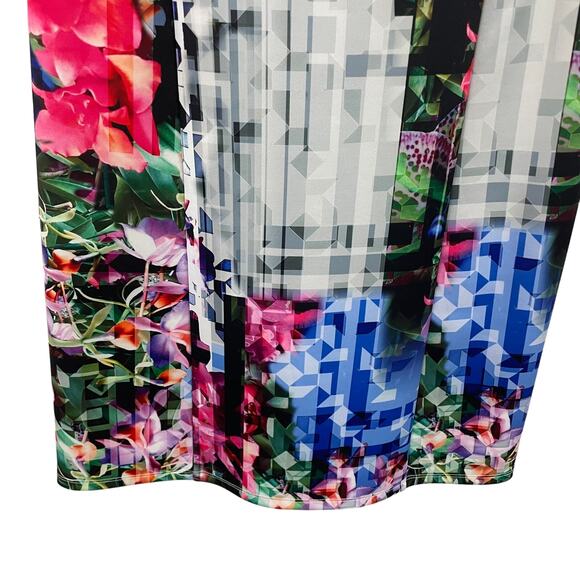 Adrianna Papell Sleeveless A Line Multicolor Print Scuba Dress Womens 6 - Picture 2 of 7